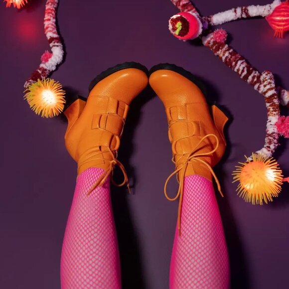 Fluevog Orange Stop It Sostener Lace-Up Ankle Boots, NIB, Size 9 Leather Booties - Picture 9 of 11